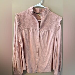 Boden smocked yoke jersey top pink size 12 new with tags. t0878